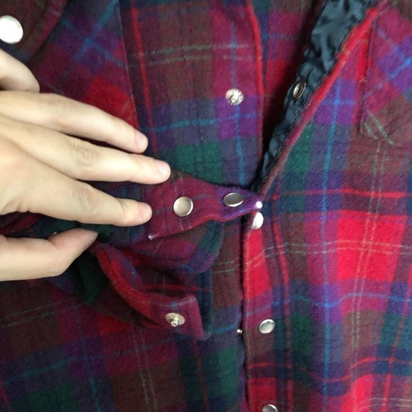 Pendleton 100% Wool Plaid Button Down Size L Long - Picture 2 of 5